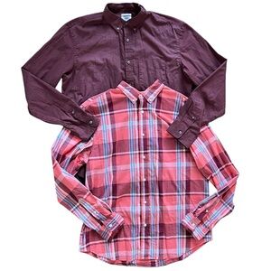 Old Navy 2-pack Bundle Men's Slim Fit Long Sleeve Button Front Shirts size Large